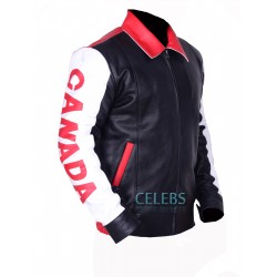 Canadian Flag Biker Bomber Leather Jacket